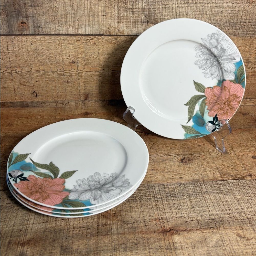Spode Home FLORAL SKETCHES Salad /Dessert Plates 7.5” Set Of 4 Flowers EUC